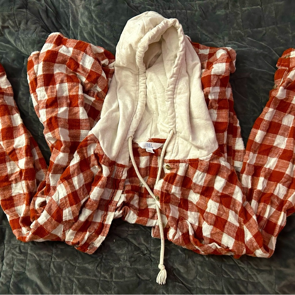 Flannel hooded jacket